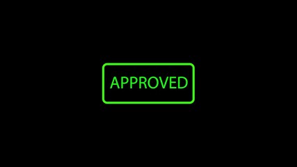 Poster - Green Approved Stamp Animation Seamless Loop Motion Graphics Broadcast. Green Approved Stamp Animation Loop Seamless With Checkmark Confirmation And Positive Feedback Design.