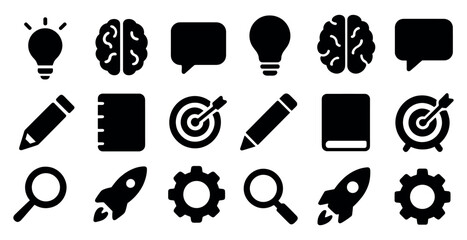 Poster - Business and productivity icons set – solid, filled, work and office tools collection