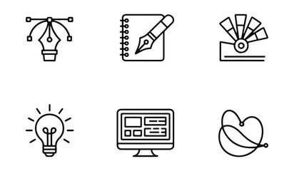 Fototapete - Graphic design icons pen notebook color palette lightbulb computer and leaf vector