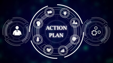 Poster - Futuristic Business Strategy Animation Abstract Technology Network Data Innovation Growth Success.Business Strategy Technology Network Data Innovation Growth Success Teamwork Collaboration Leadership.