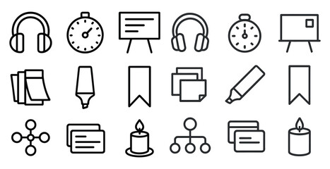 Poster - Office and productivity icons set – outline, line, workspace and organization symbols