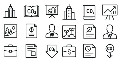 Poster - Business and finance linear icons set – outline, minimal, corporate symbols