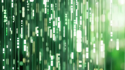 Poster - Digital code in green hues with shallow depth of field creates an ethereal visual experience, Digital code with shallow depth of field Seamless 3D Render