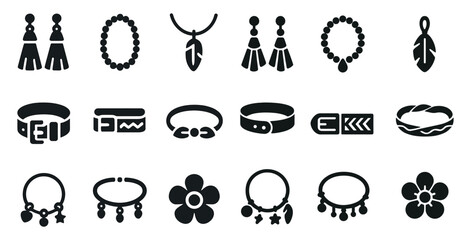 Poster - Jewelry and accessories silhouette icons set – elegant, chic, adornment visuals