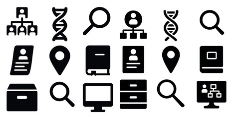 Poster - Business and organization filled icons set – solid, bold, corporate management symbols