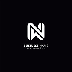 Poster - Abstract Letter NW WN Logo, Bold Monogram Design.