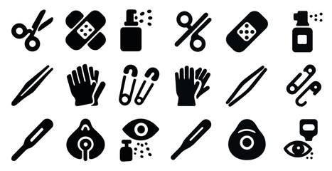 Poster - Medical and healthcare solid icons set – filled, flat, first aid and safety symbols