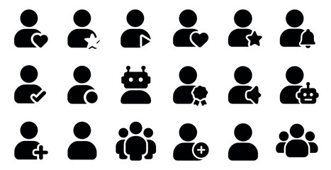 User interface solid icons set – silhouette, filled, digital interface symbols