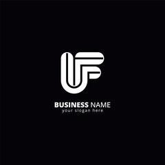 Poster - Abstract Letter UF FU Logo, Bold Monogram Design.