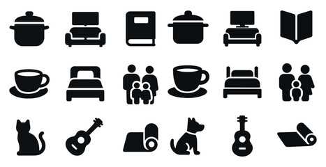 Poster - Home and family solid icons set – filled, domestic, lifestyle symbols