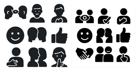 Poster - Communication and interaction icons set – silhouette, solid, conversation symbols