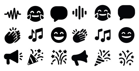 Poster - Social media solid icons set – filled, communication and interaction symbols