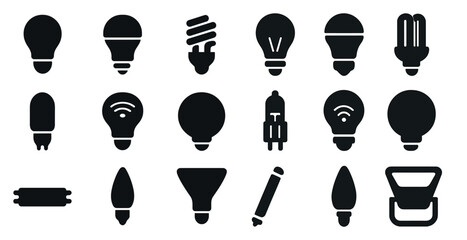 Poster - Light bulb icons set – silhouette, solid, energy and electrical symbols