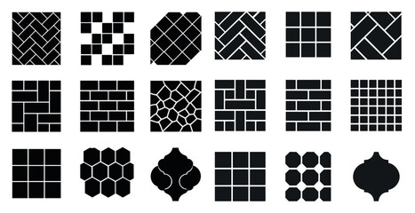 Poster - Geometric solid icons set for patterns, tiling, design elements and textures