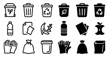 Poster - Recycling and waste management icons set – solid, filled, eco-friendly symbols