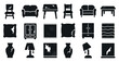 © Coosh448 - Furniture damage silhouette icons set – solid design, broken home decor symbols