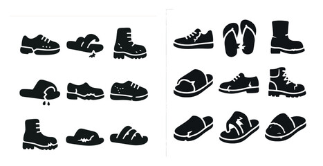 Poster - Footwear silhouette icons set – boots, shoes, sandals and fashion symbols