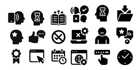 Poster - Communication and information solid icons set – filled, silhouette, message and media symbols