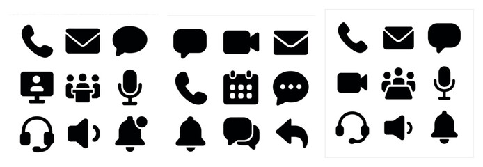 Poster - Communication solid icons set – filled, message and chat symbols for digital apps