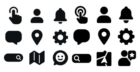 Poster - User interface solid icons set – silhouette, filled, web and app design elements