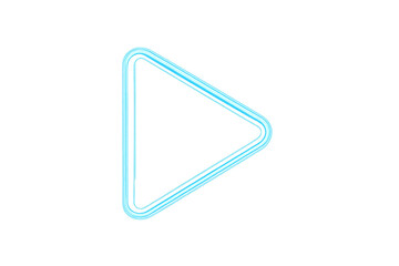 Poster - Vibrant blue neon play button, transparent backdrop highlighting digital interface design element