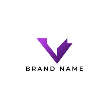 ILLUSTRATION TRIANGLE LETTER V GEOMETRIC LOGO ICON PURPLE GRADIENT COLOR TEMPLATE SIMPLE MINIMALIST ELEMENT DESIGN SIMPLE VECTOR GOOD FOR APPS, BRAND 