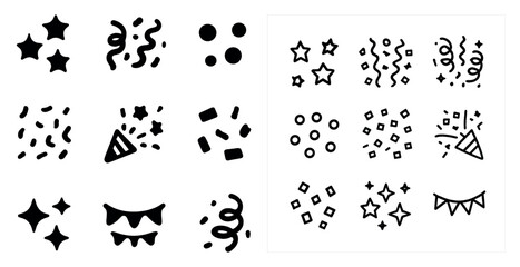 Poster - Party celebrations solid icons set – filled, festive, event planning graphics