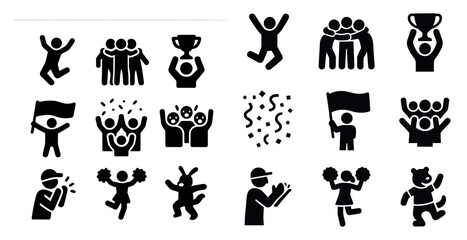 Poster - Celebration and events silhouette icons set – solid, joyful, party symbols
