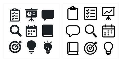 Poster - Business and office linear icons set – productivity, management, work symbols