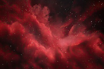 Wall Mural - Deep red nebulae in space