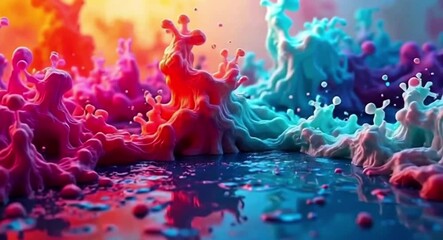 Poster - Vibrant and Dynamic Colorful Paint Splashes Creating Abstract Art Scene