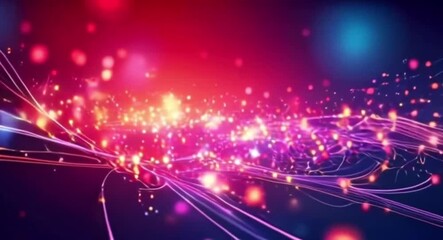 Poster - Abstract light streaks and bokeh particles create a dynamic background