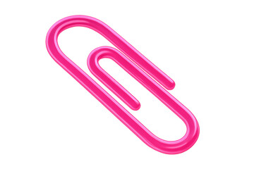Fototapete - Shiny pink paperclip on a transparent background, perfect for office and stationery related projects