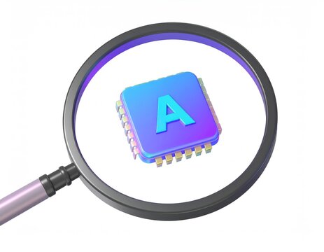 Magnified Microchip: A vibrant, 3D-rendered letter 'A' integrated circuit, a glossy, colorful digital design