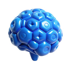 Poster - Conceptual blue neural network brain 3d rendering icon artificial intelligence knowledge cognition neurology creative abstract design on