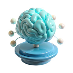 Poster - Neural network brain visualization on turntable stand conceptual 3d rendering icon,intelligence idea,learning,and artificial mind innovation on background