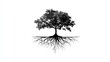 © Arsara - Silhouetted tree with extensive roots against a white background