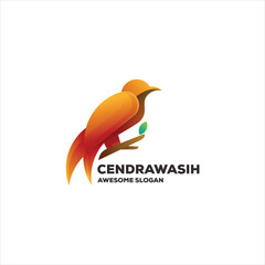 Poster - bird gradient mascot illustration logo design