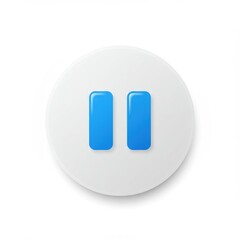 Poster - Modern blue pause button icon on a clean white circular background with subtle shadow