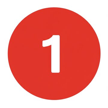 Bold white number one displayed prominently inside a bright red circle against a clean white background