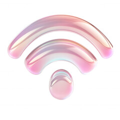 Aufkleber - Glossy pink wifi symbol 3d icon is a on representing transparent background, floating wireless network and internet connectivity