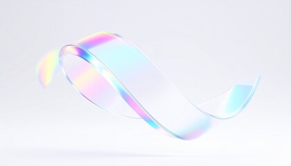 Poster - Abstract minimalist design, iridescent glass shape, 3d render