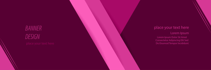 Poster - Abstract banner design with multiple color shape – Double line minimal banner template – Creative banner carmine background for seminar, conference, presentation, flyer, poster, brochure, decoration