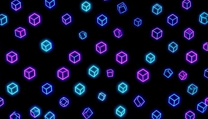 Poster - Abstract geometric blocks on black background, 3d render