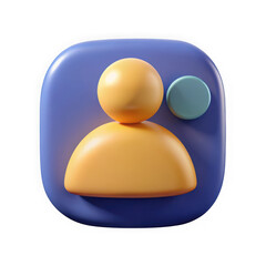 Poster - 3d rendering of a stylized user profile icon with a notification dot isolated on transparent background