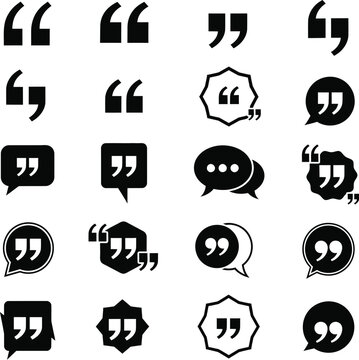 Quote marks vector set for speech bubble and quotation symbol design graphic elements