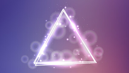 Poster - Neon triangular frame with shining effects and sparkles