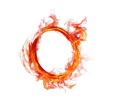 A circle of fire with a white background