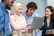 © Art_Photo - Diverse young professionals meeting on laptop, inclusive teamwork business training, leadership development, marketing skills seminar, new gen workforce, cultural communication and digital learning