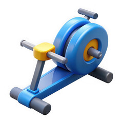Aufkleber - Stylized 3d render of a blue and yellow rowing machine isolated on transparent background